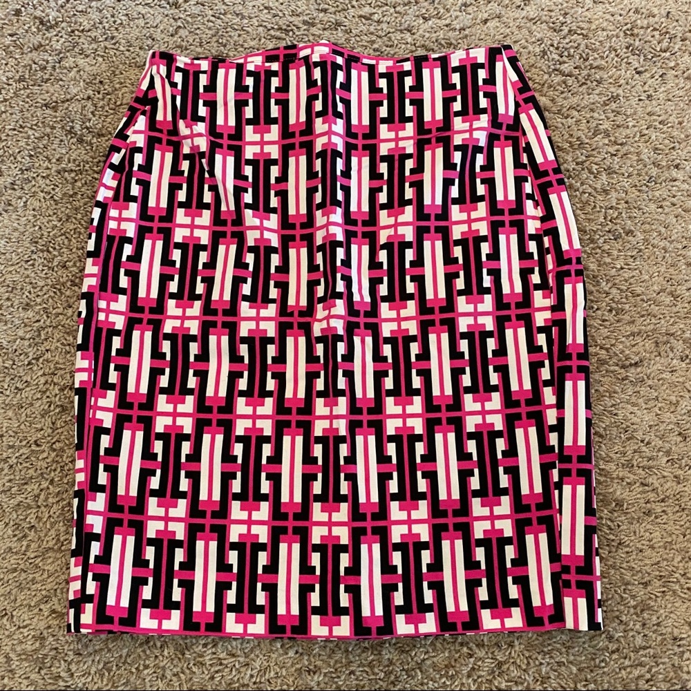 Banana Republic Factory Pink, white and Black Geometric knee length Skirt